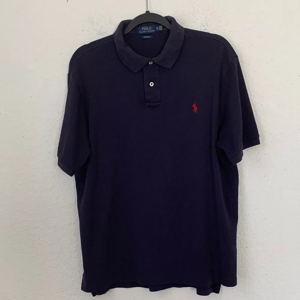 Polo Ralph Lauren Custom Fit Men's Dark Blue Cotton Polo Shirt Size XL
